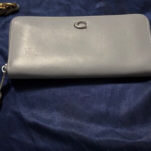 Coach Light blue Gray Leather Wallet